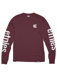 Etnies pánské tričko Icon Burgundy/White s dlouhým rukávem | Červená | Velikost S