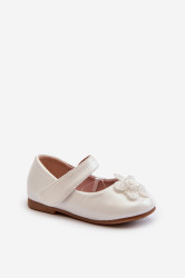 EVENTO Dětské balerínky se suchým zipem s ozdobou Bílé Serinde