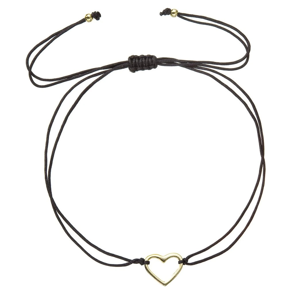 Evolution Group - Pavona Černý kabala náramek s pozlaceným srdíčkem 13043.3 black