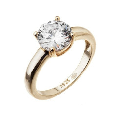 Evolution Group - Pavona Elegantní pozlacený prsten s čirým zirkonem 15012.1 crystal 50 mm