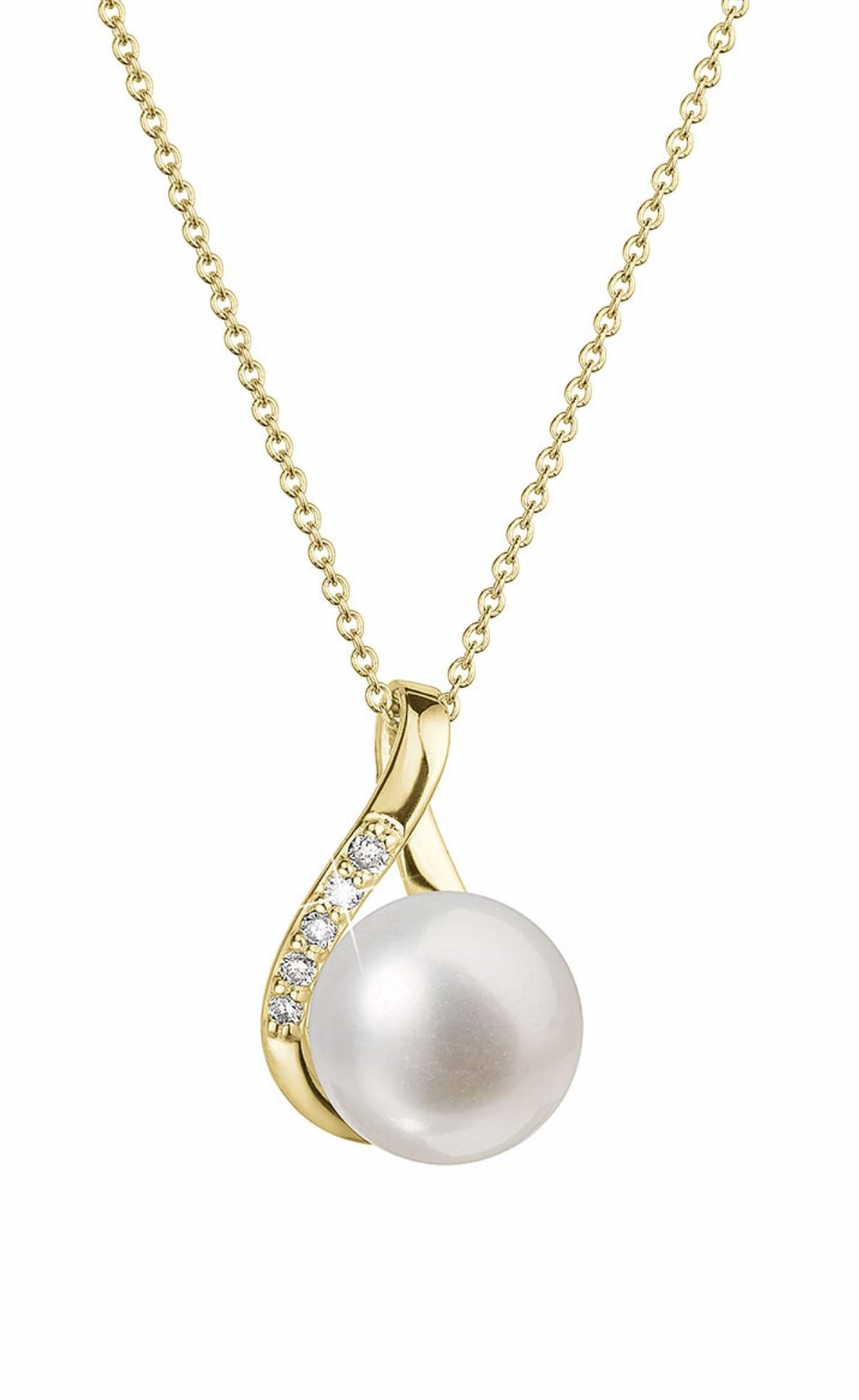 Evolution Group - Pavona Luxusní zlatý náhrdelník s pravou perlou a brilianty 92PB00029