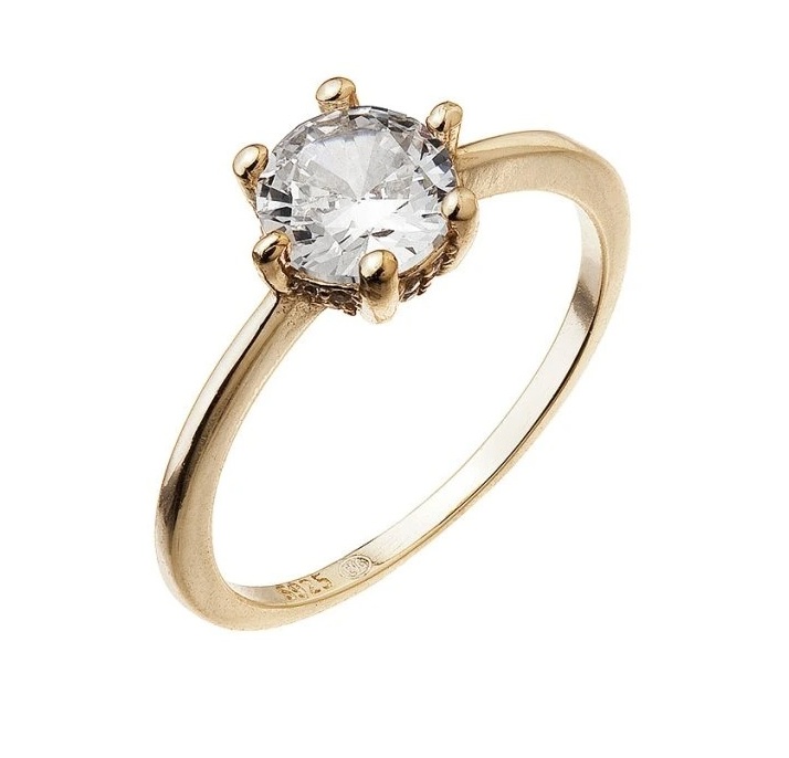 Evolution Group - Pavona Pozlacený zásnubní prsten s čirým zirkonem 15013.1 crystal 58 mm