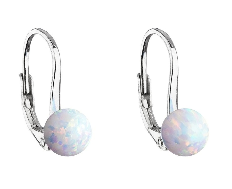 Evolution Group - Pavona Půvabné stříbrné náušnice s bílým syntetickým opálem 11242.1