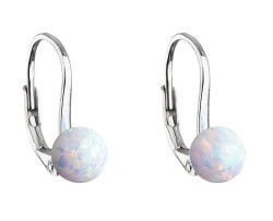 Evolution Group - Pavona Půvabné stříbrné náušnice s bílým syntetickým opálem 11242.1