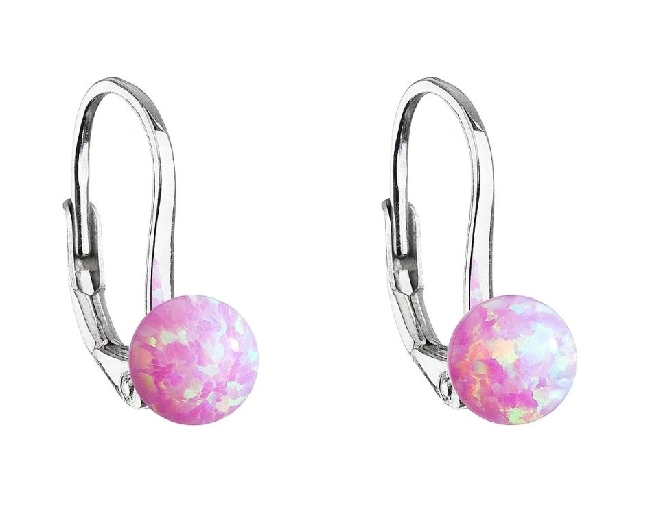 Evolution Group - Pavona Půvabné stříbrné náušnice s růžovým syntetickým opálem 11242.1