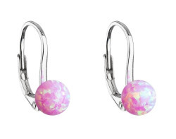 Evolution Group - Pavona Půvabné stříbrné náušnice s růžovým syntetickým opálem 11242.1