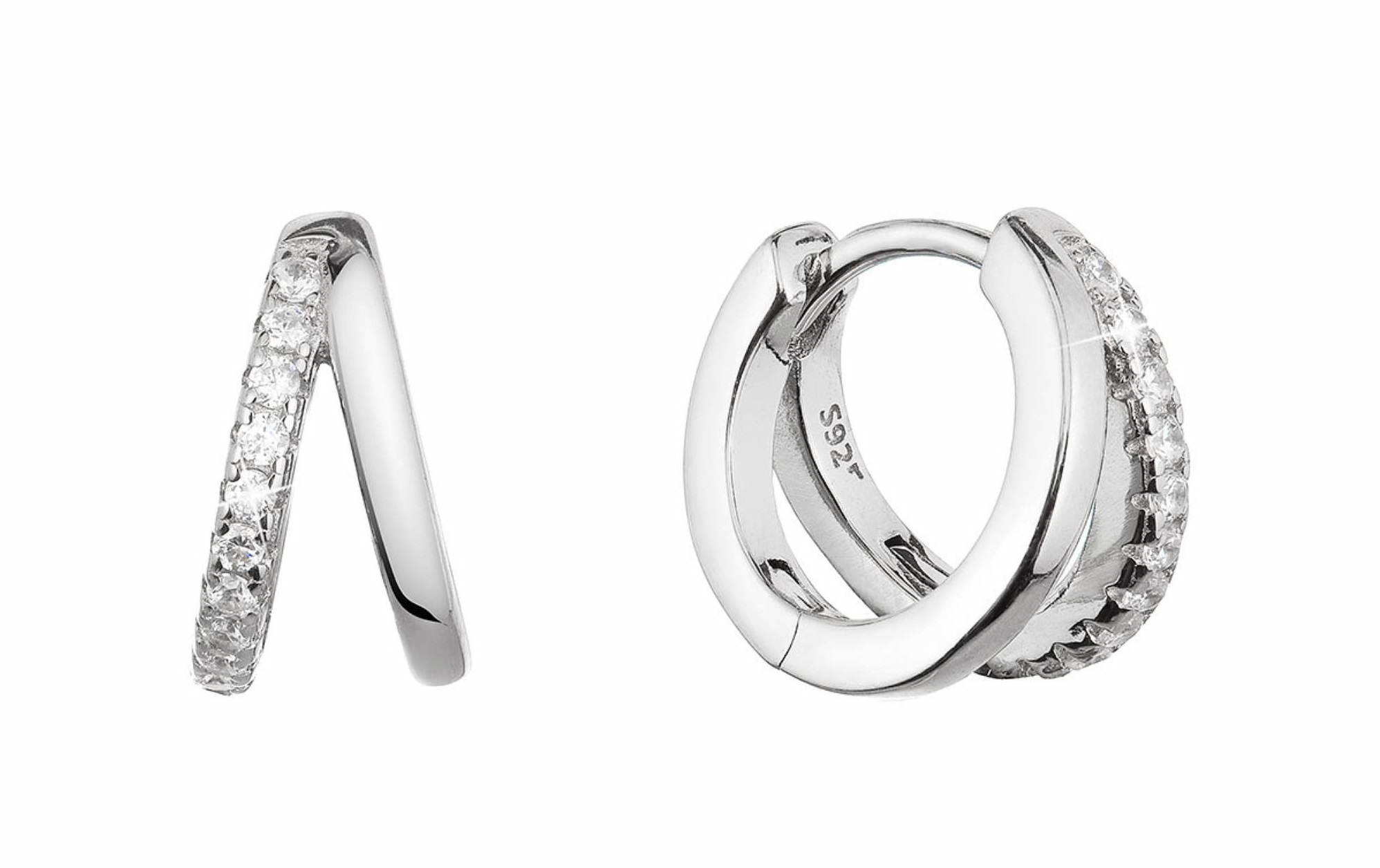 Evolution Group - Pavona Stříbrné náušnice kroužky s čirými zirkony 11442.1