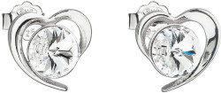 Evolution Group - Pavona Stříbrné náušnice s krystaly Swarovski bílé srdce 31259.1