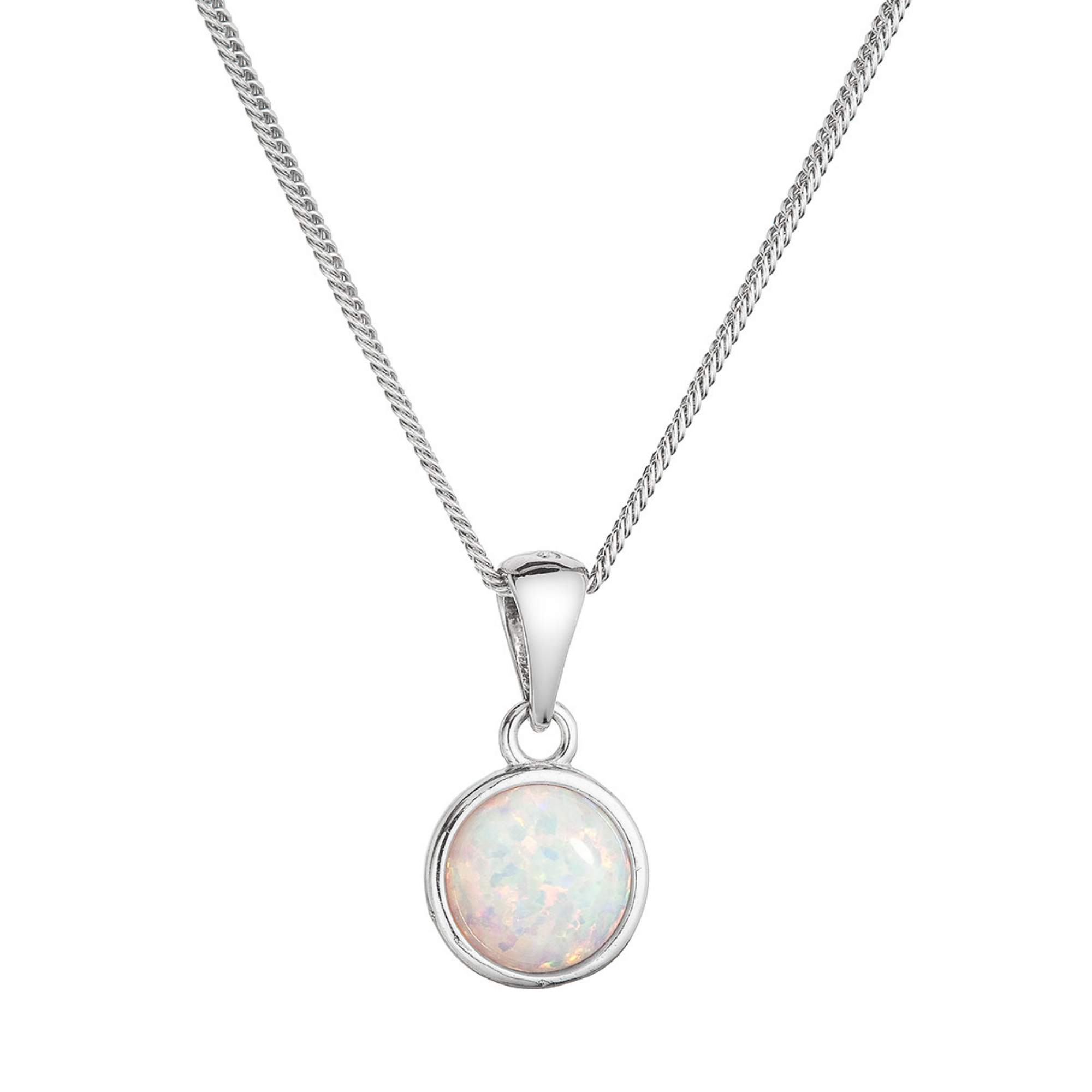 Evolution Group - Pavona Stříbrný náhrdelník se syntetickým bílým opálem 12077.1 white