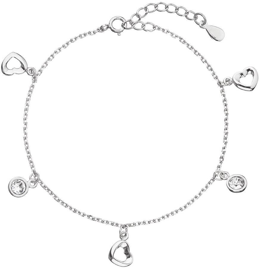Evolution Group - Pavona Stříbrný náramek se Swarovski krystaly bílé srdce 33110.1