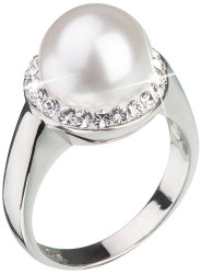 Evolution Group - Pavona Stříbrný perlový prsten s krystaly Swarovski London Style 35021.1 52 mm