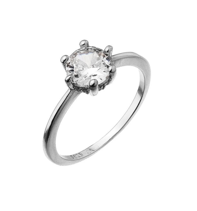 Evolution Group - Pavona Stříbrný zásnubní prsten s čirým zirkonem 15013.1 crystal 52 mm