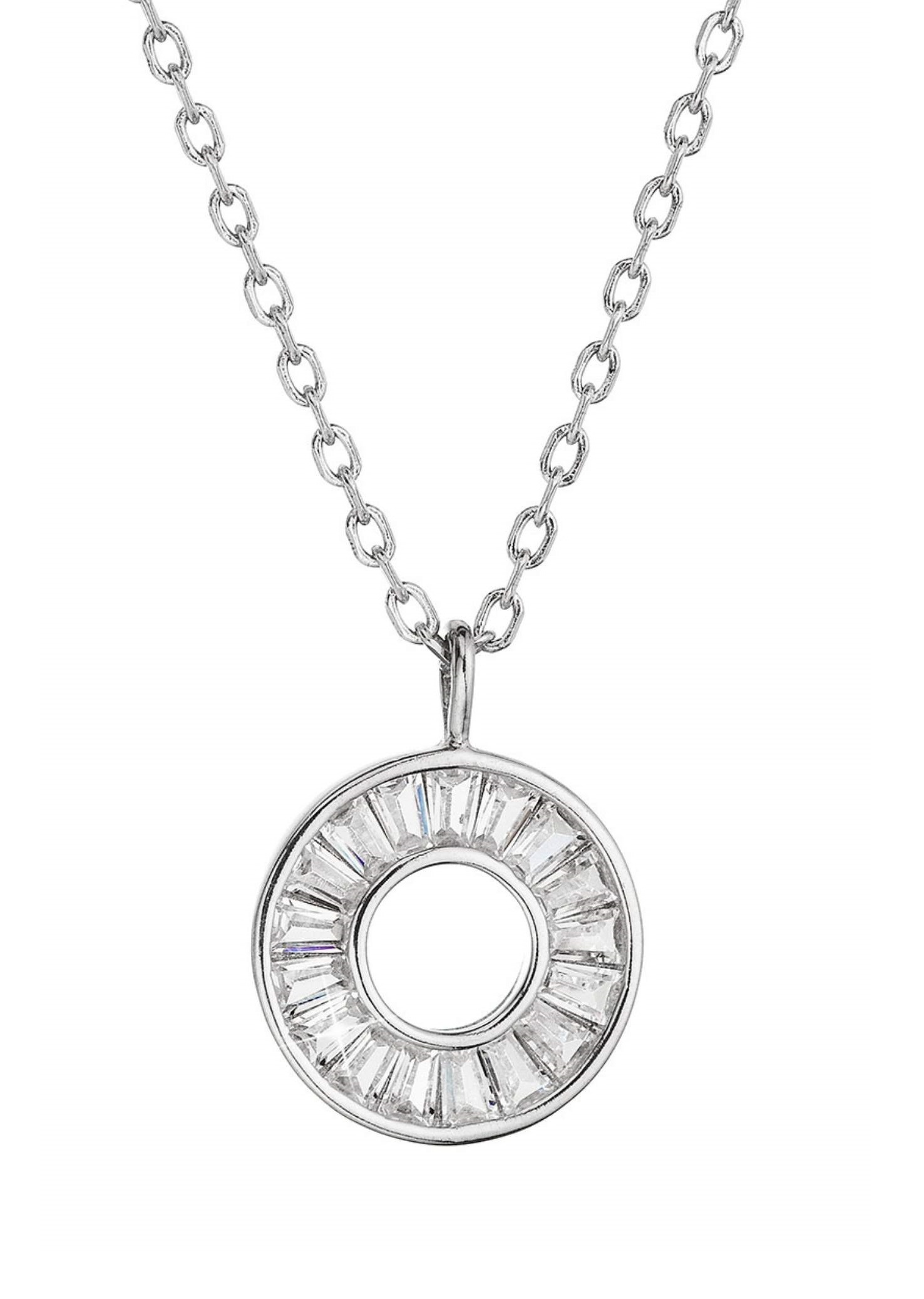 Evolution Group - Pavona Třpytivý stříbrný náhrdelník Kruh se zirkony 12069.1