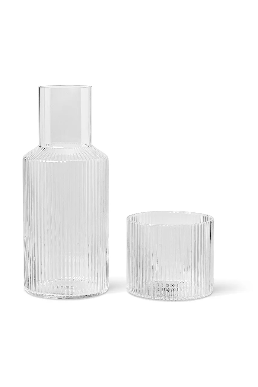 Ferm Living  Karafa se sklenicí  Ripple Small Carafe Set 500/200 ml