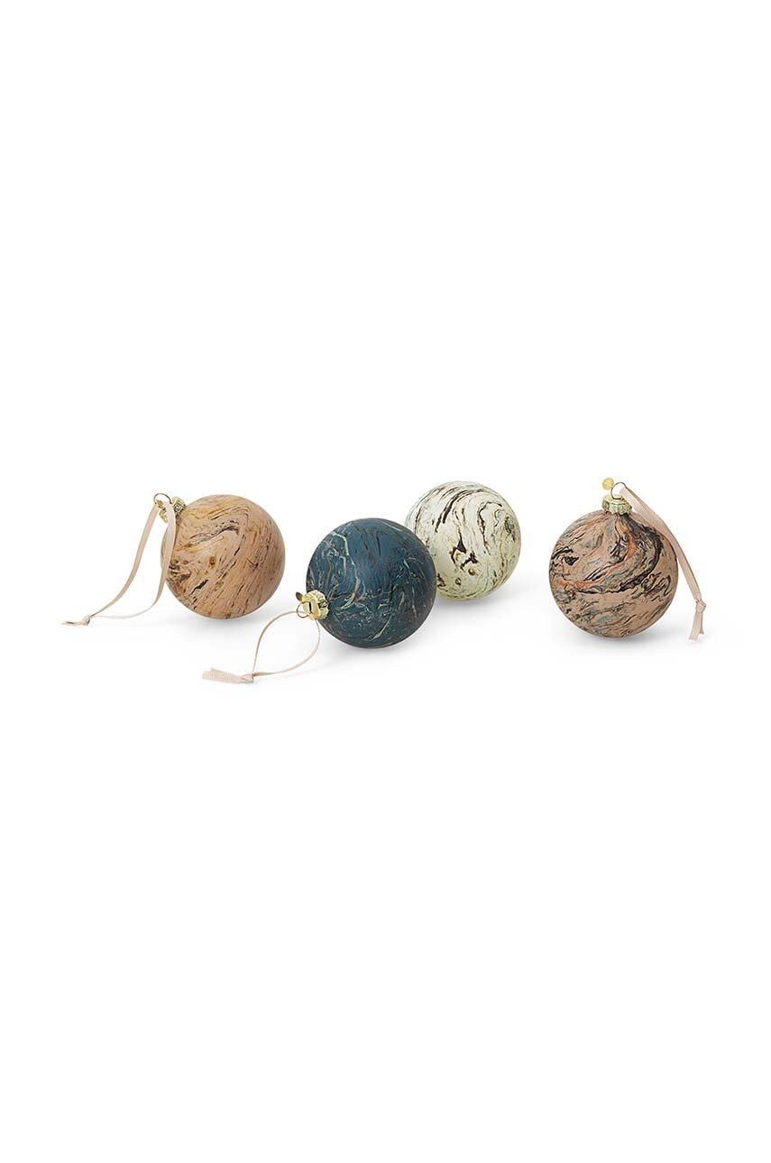 Ferm Living  Sada vánočních ozdob  Marble Baubles M 4-pack