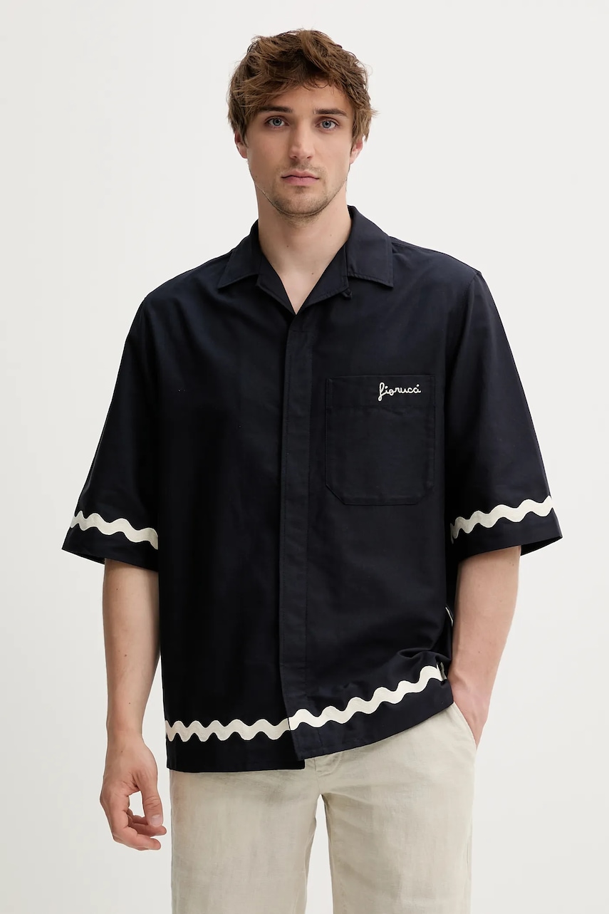 Fiorucci  Bavlněná košile  Wave Trim Logo Embroidered Bowling Shirt