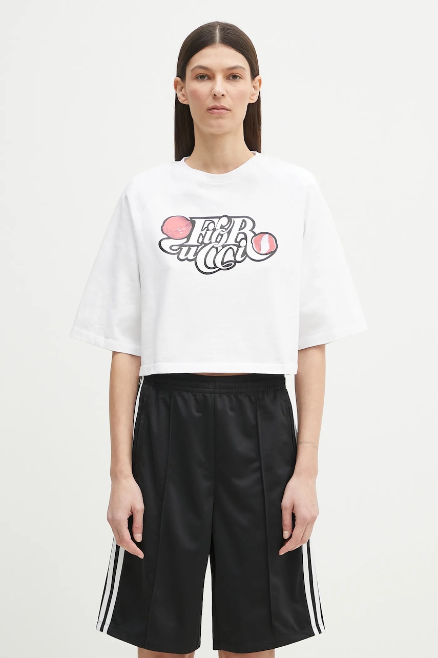Fiorucci  Bavlněné tričko  Curly Lollipop Logo Cropped Padded
