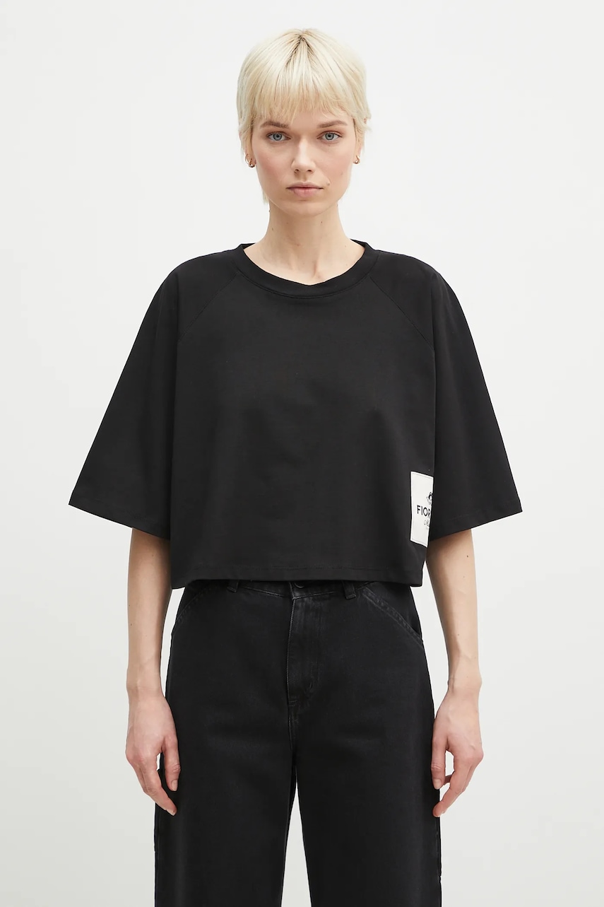Fiorucci  Bavlněné tričko  Logo Label Cropped Padded