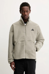 Fleecová mikina adidas City Tech pánská, zelená barva, hladká, KB1199