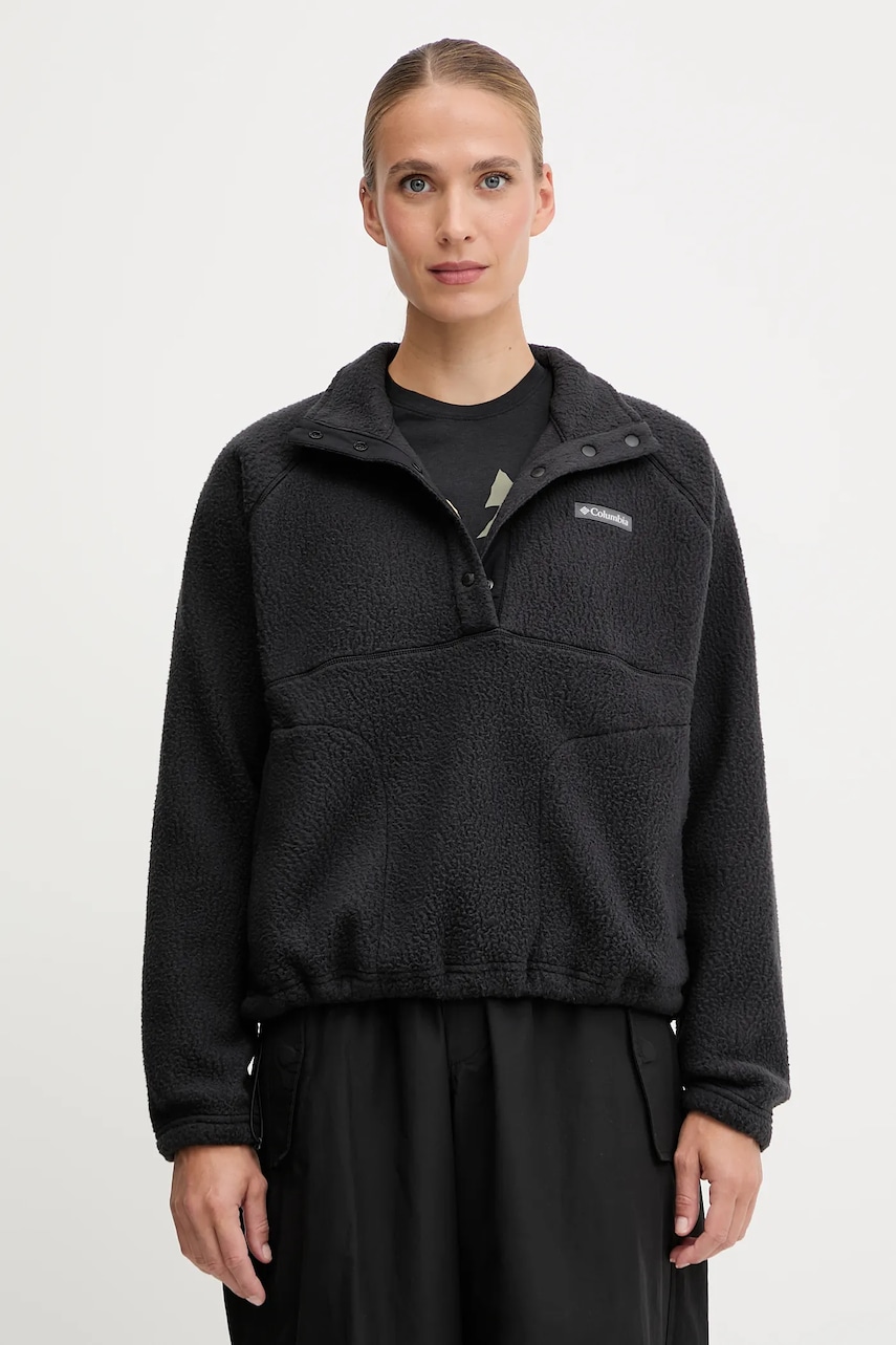 Fleecová mikina Columbia Jasper dámská, černá barva, hladká, 2142381