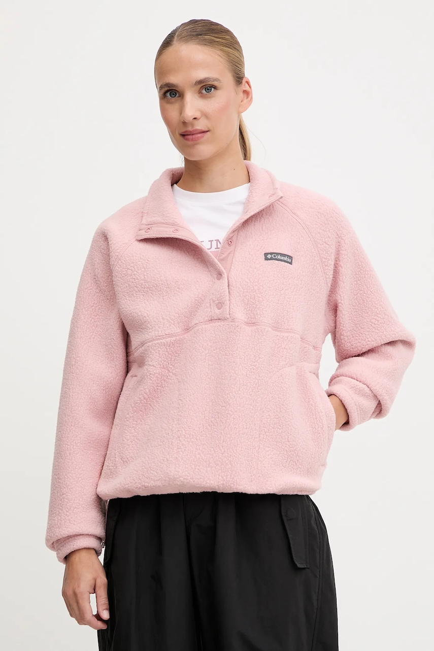 Fleecová mikina Columbia Jasper dámská, růžová barva, hladká, 2142381