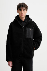 Fleecová mikina Dickies pánská, černá barva, s kapucí, hladká, DK0A87NV