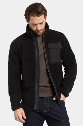 Fleecová mikina Didriksons PETER pánská, černá barva, hladká, 505884