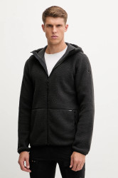 Fleecová mikina Haglöfs Funäs pánská, černá barva, s kapucí, hladká, 607817