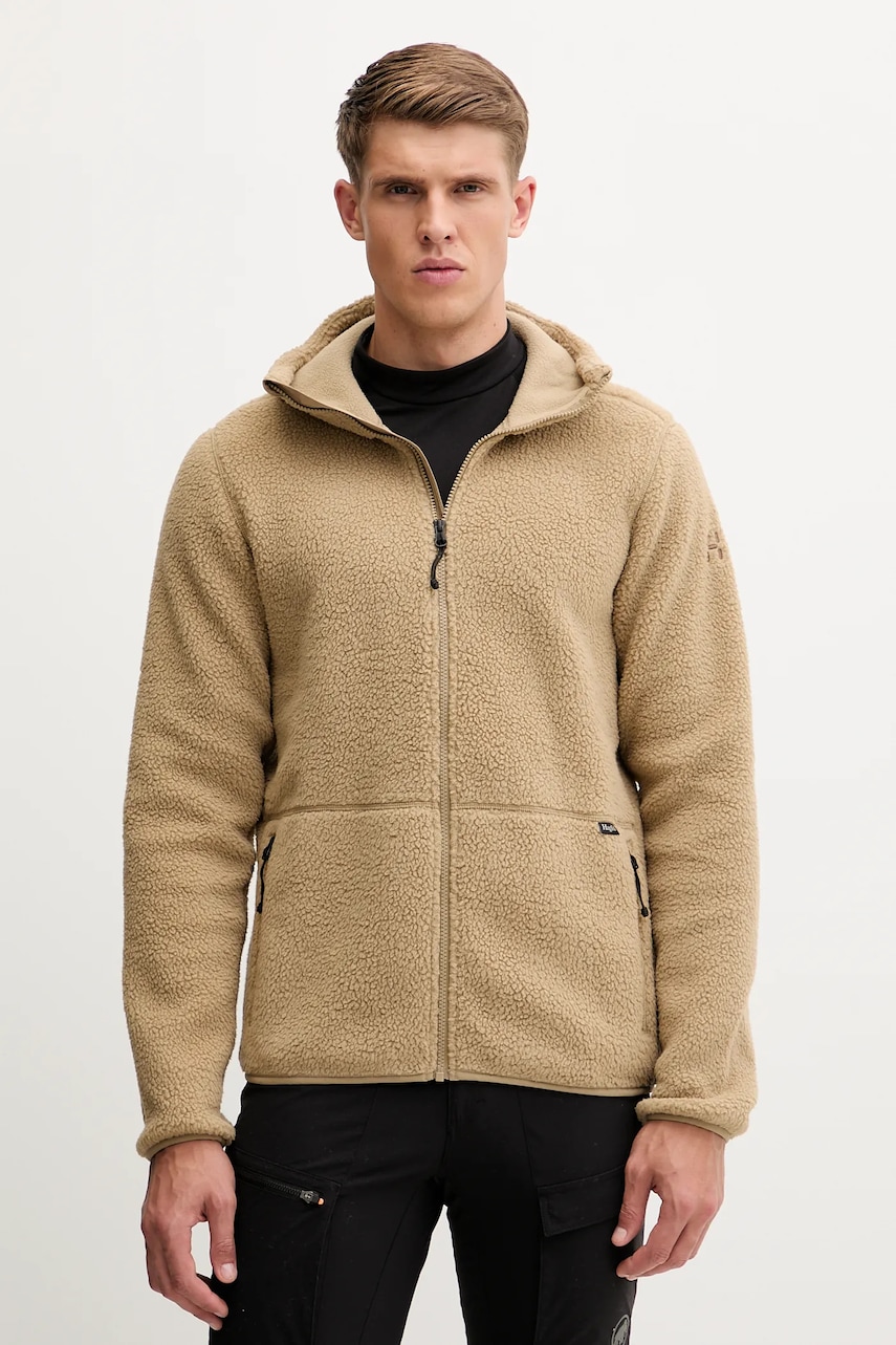 Fleecová mikina Haglöfs Funäs pánská, zelená barva, s kapucí, hladká, 607817