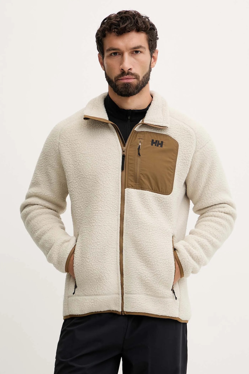 Fleecová mikina Helly Hansen PANORAMA béžová barva, hladká, 49460