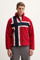 Fleecová mikina Napapijri T-Fiemme pánská, červená barva, vzorovaná, NP0A88TCFZF1