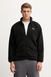 Fleecová mikina Puma pánská, černá barva, hladká, 688259