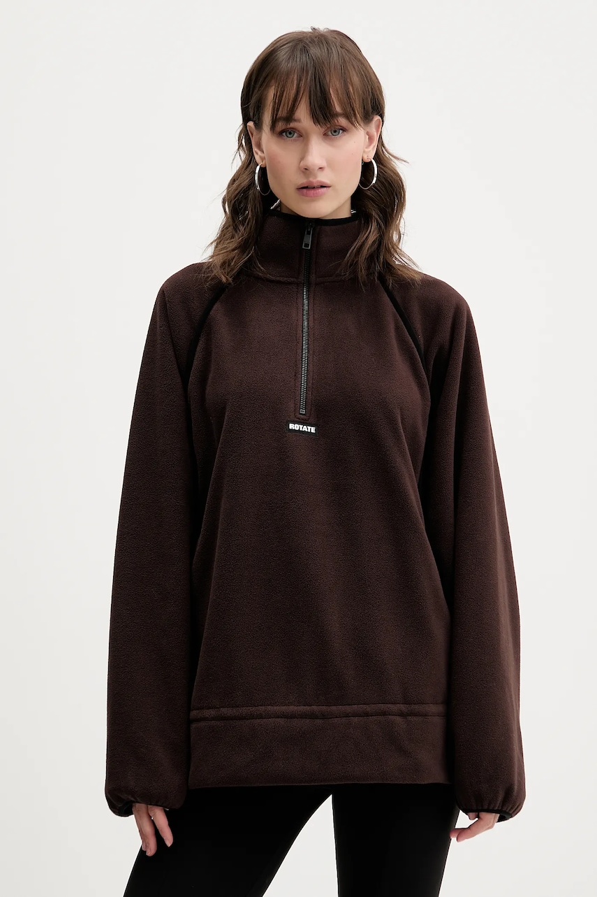 Fleecová mikina Rotate dámská, hnědá barva, hladká, 1153681667