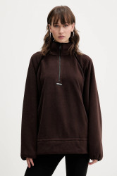 Fleecová mikina Rotate dámská, hnědá barva, hladká, 1153681667