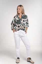 Floral print teal shirt