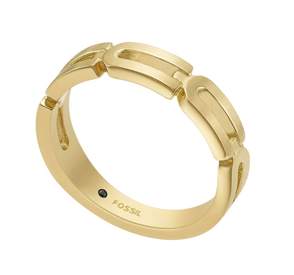 Fossil Stylový pozlacený prsten Heritage JF04694710 49 mm