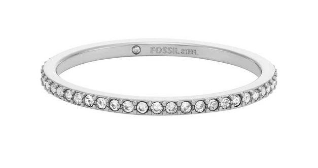 Fossil Třpytivý ocelový prsten Ellis Pavé JF04687040 52 mm