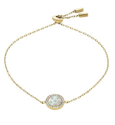 Fossil Úchvatný pozlacený náramek s perletí a krystaly JF04866710