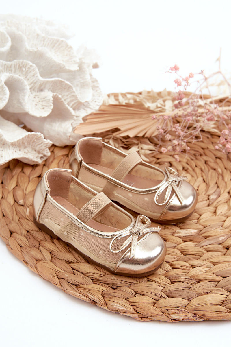 FR1 Dětské baletky s mašlí Zlaté Jellema