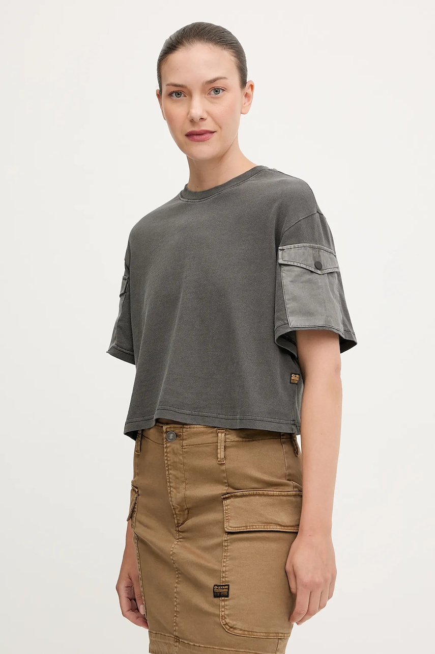 G-Star  Bavlněné tričko  Washed mix boxy cropped