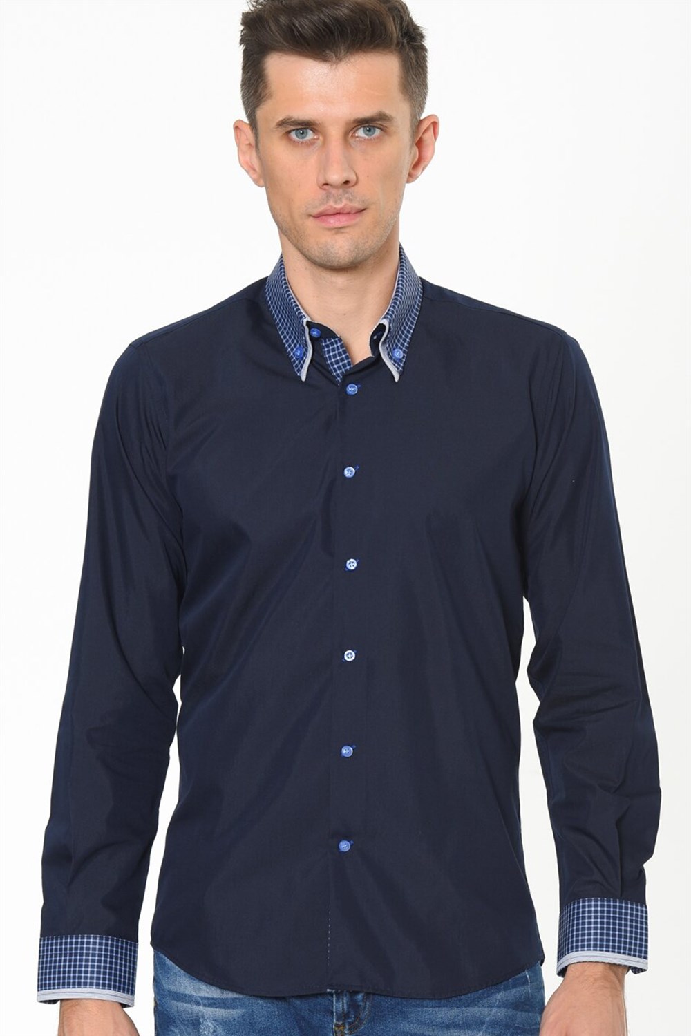 G692 DEWBERRY MEN'S SHIRT-NAVY-SACX