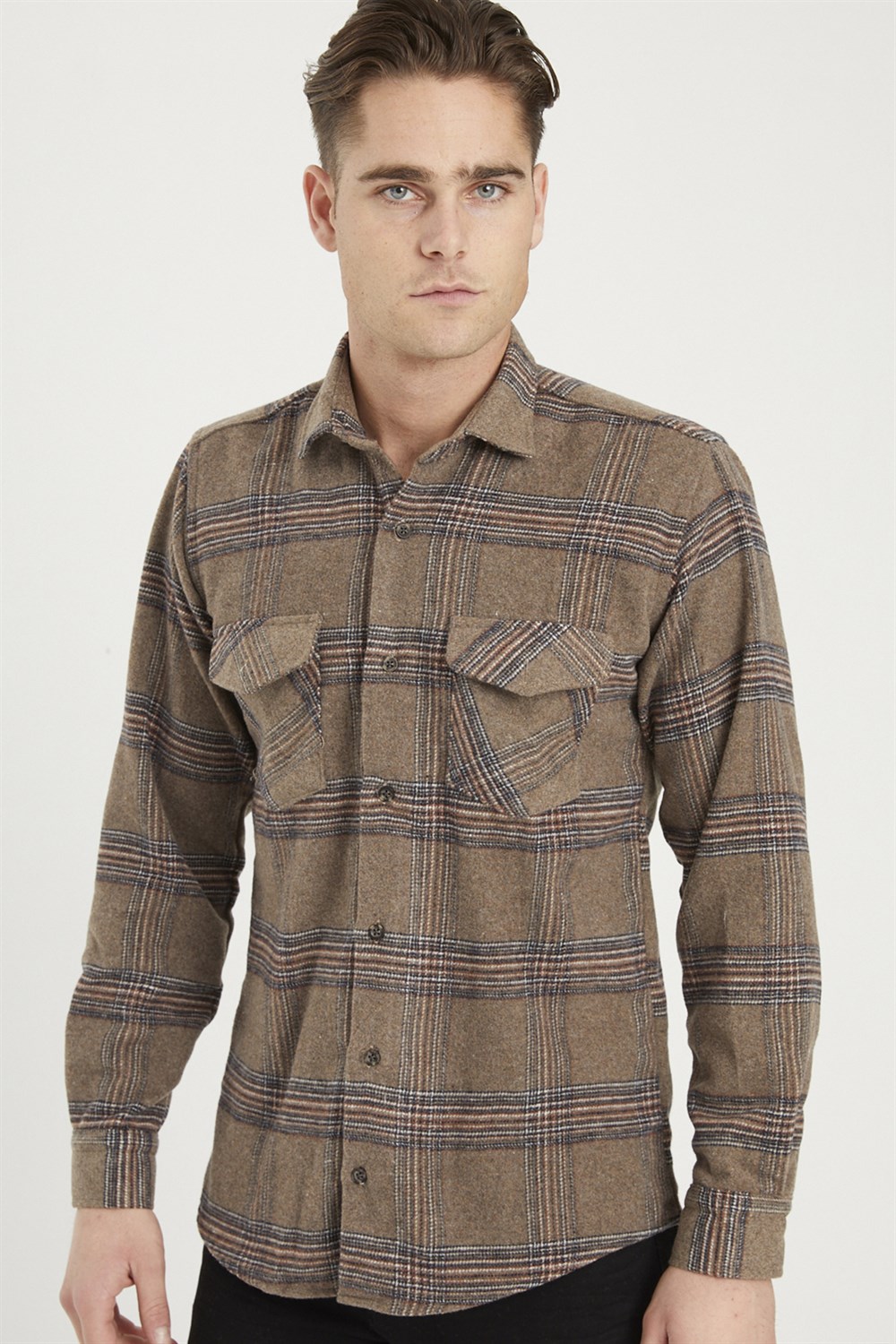 G697 DEWBERRY MEN'S SHIRT-BROWN