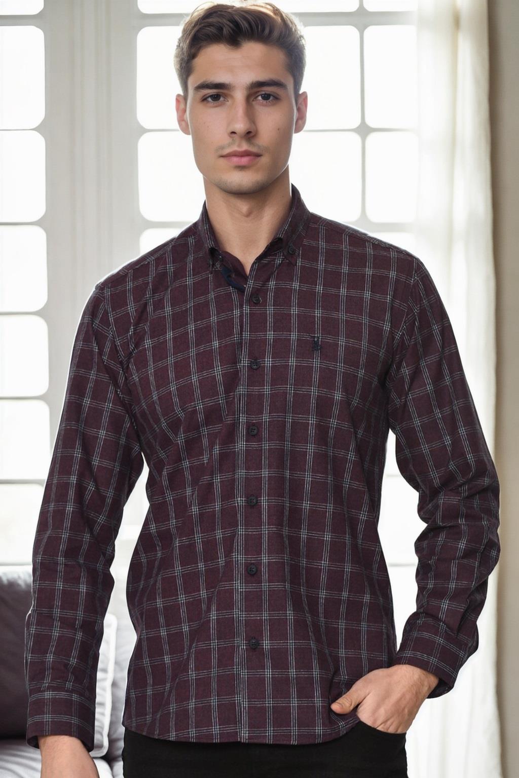 G711 DEWBERRY MEN'S SHIRT-BURGUNDY-1
