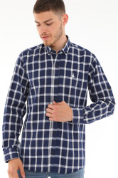 G717 DERBERRY MEN'S SHIRT-NAVY - WHITE