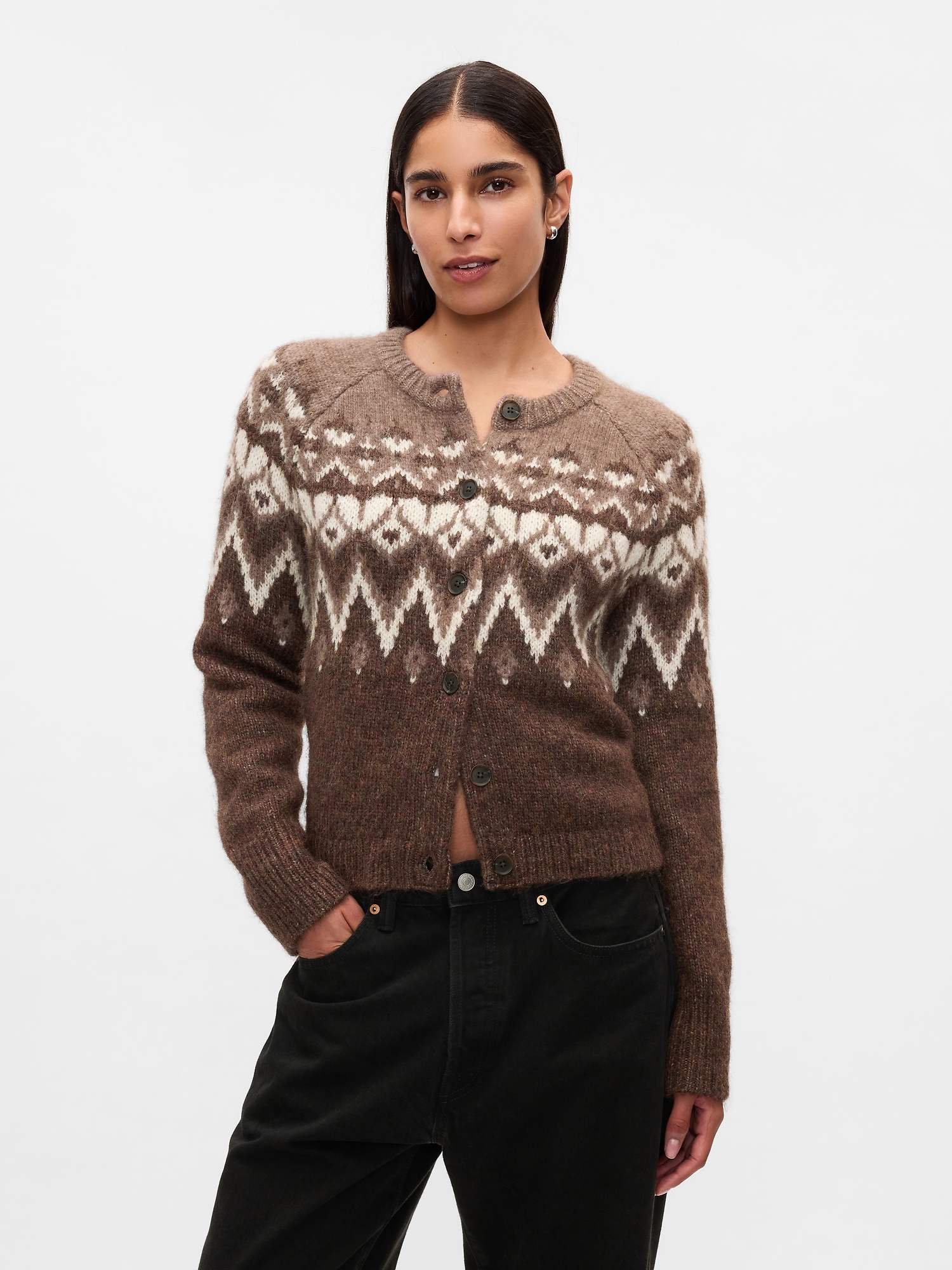 GAP Crop kardigan Fair Isle - Dámské