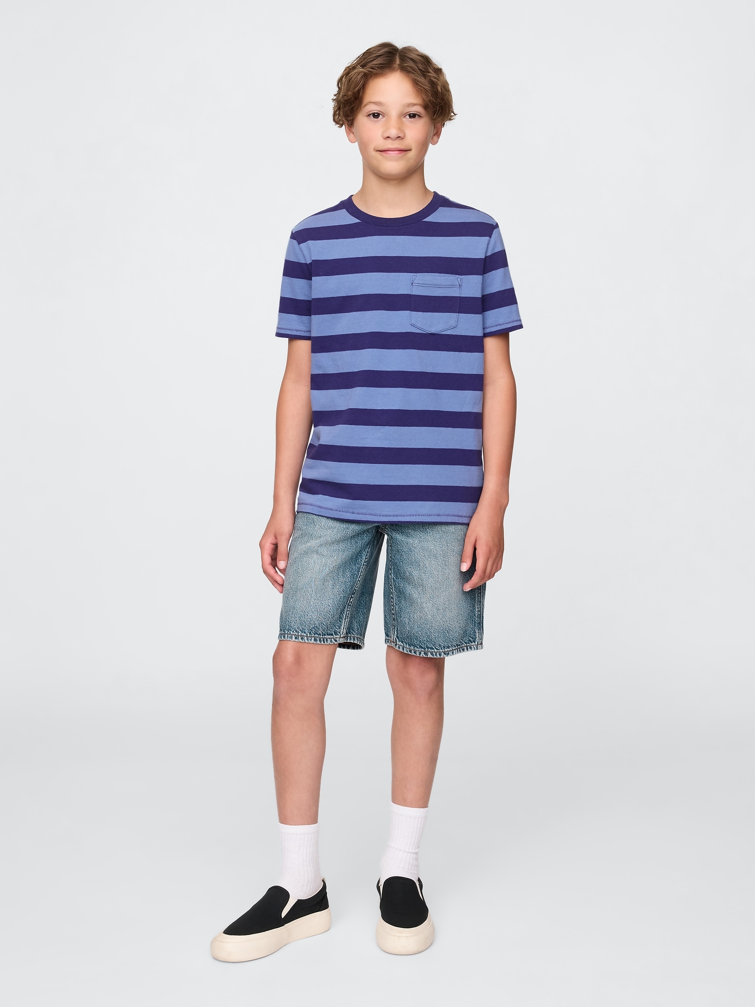 GAP Dětské džínové kraťasy '90s Loose UltraSoft Americana - Kluci