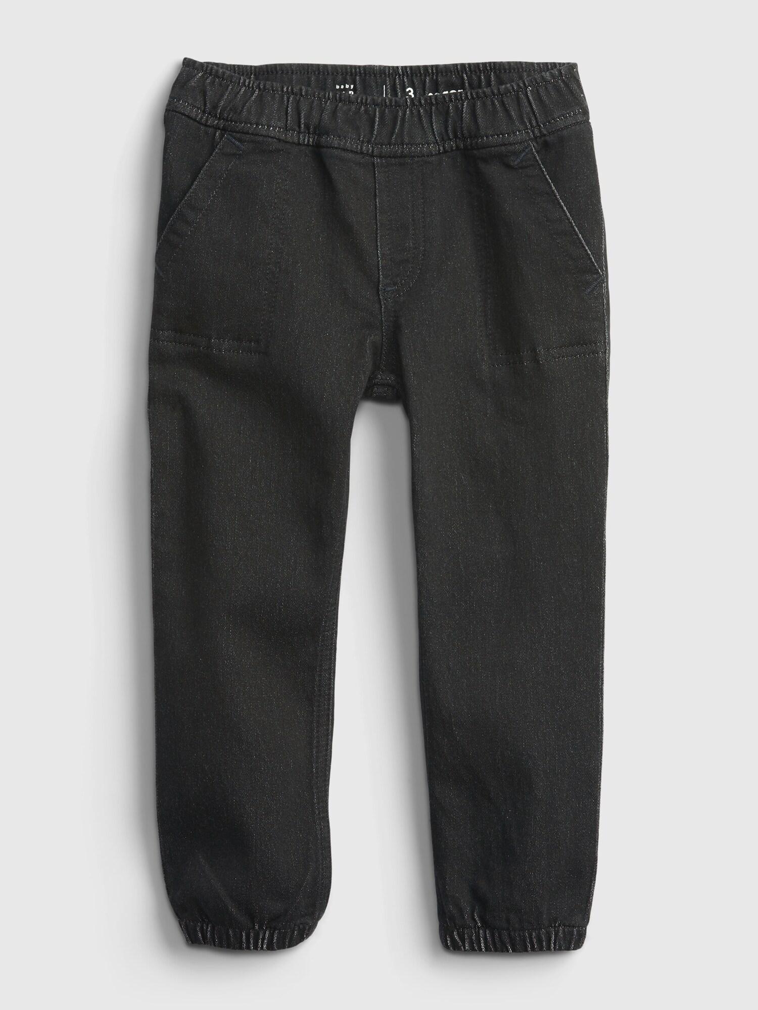 GAP Dětské džiny black denim joggers - Kluci