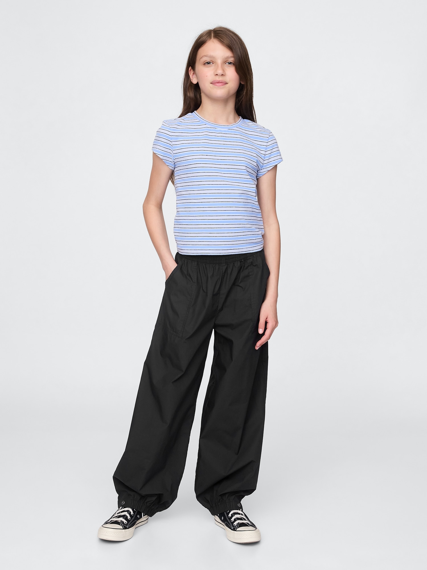 GAP Dětské popelínové kalhoty Baggy Joggers - Holky