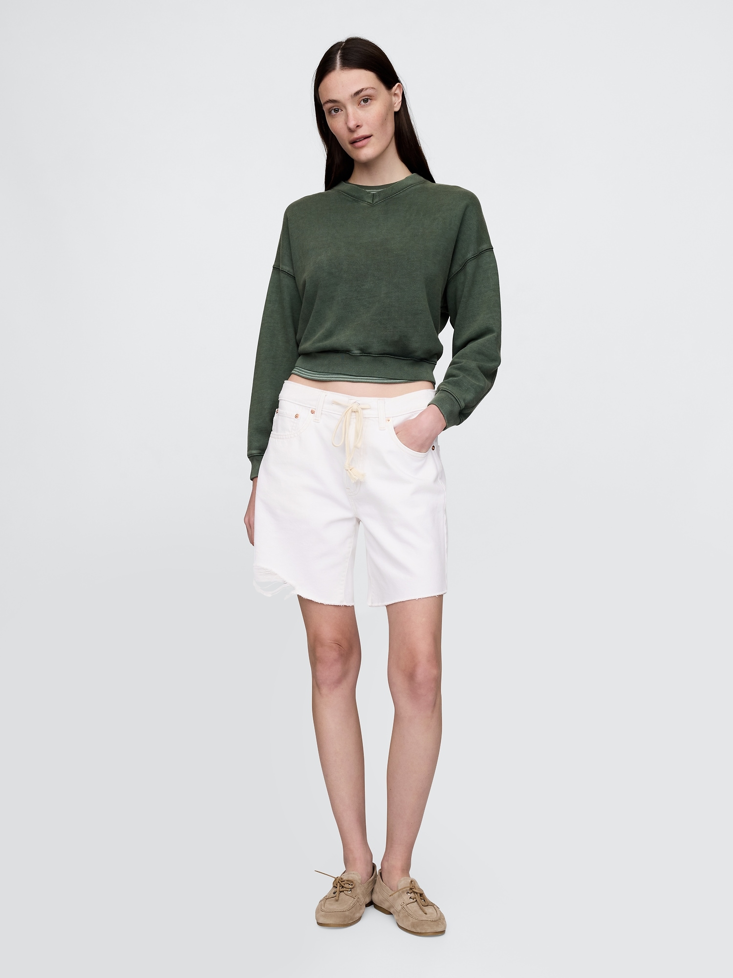 GAP Džínové kraťasy Mid Rise '90s Loose Bermuda - Dámské