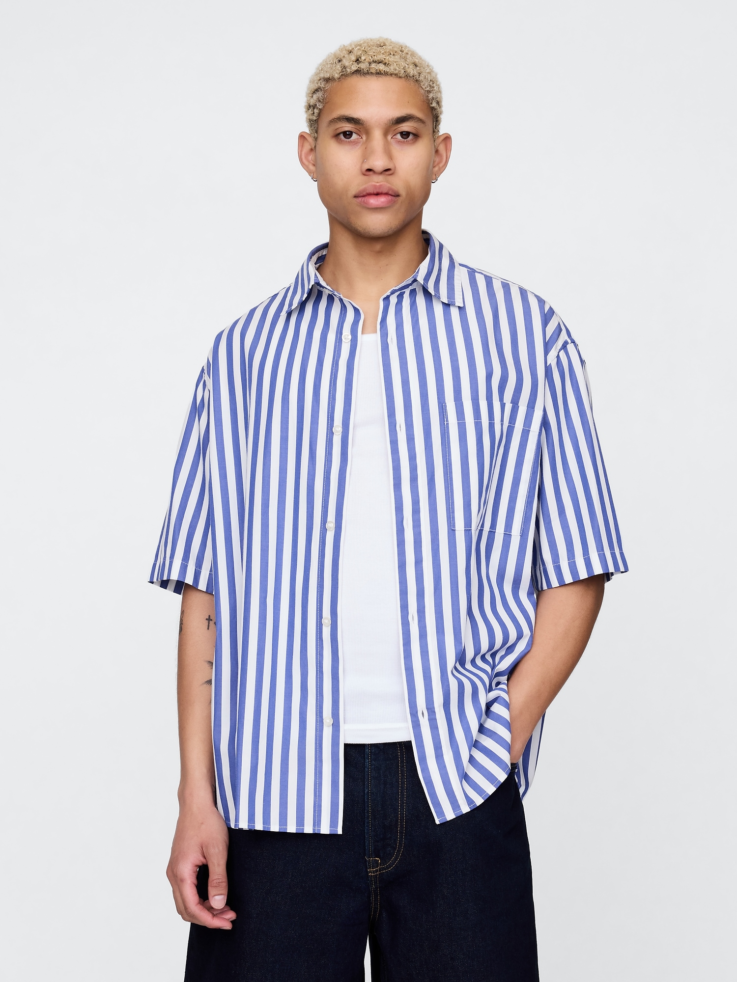 GAP Oversize popelínová košile - Pánské